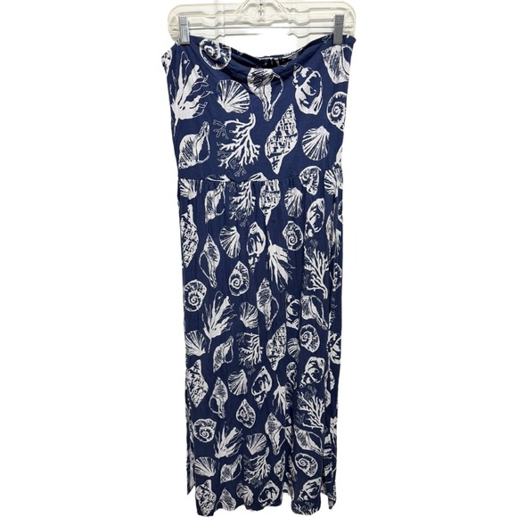 VENUS Dresses & Skirts - Seashell Vacation Strapless Tube Top MIDI Dress Blue Size Large Beach Venus